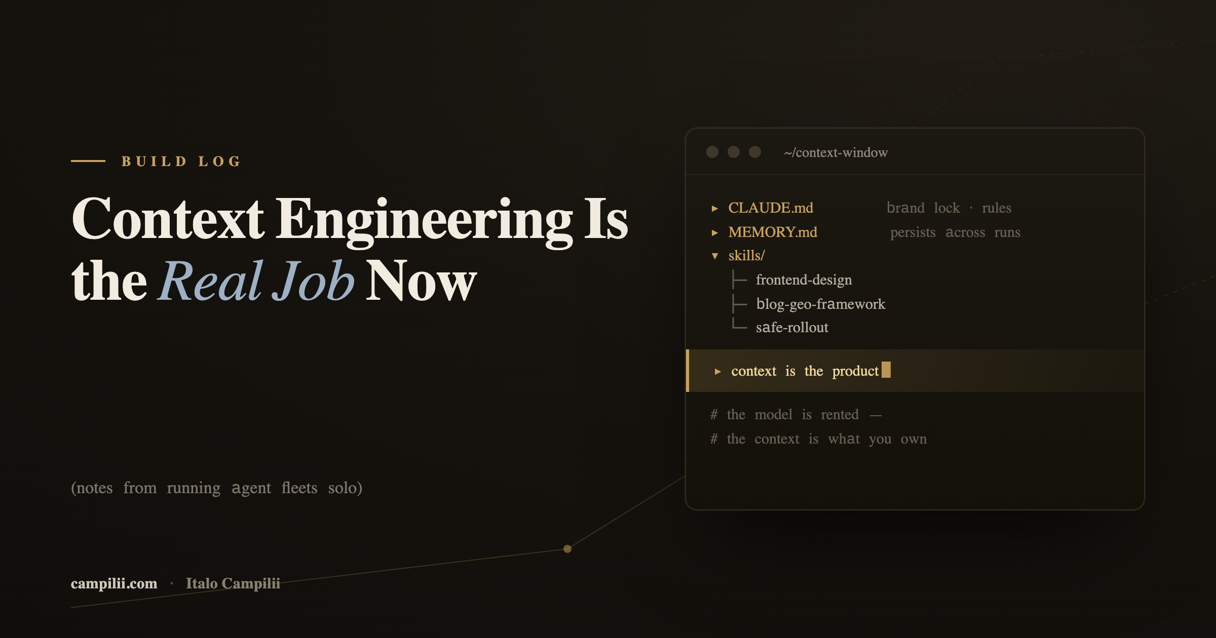 Context Engineering Is the Real Job Now — Notes From Running Agent Fleets Solo