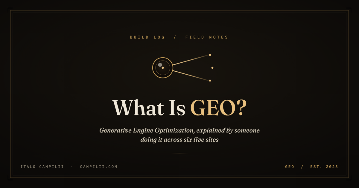 What Is GEO? Generative Engine Optimization, Explained by Someone Doing It Across Six Sites